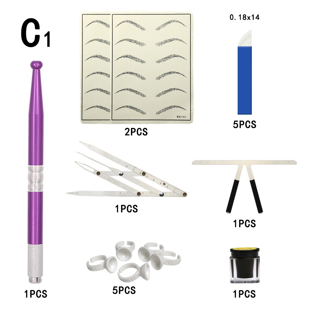 ũ  ŰƮ     ȷ Ʈ 12  ٴ  ġ ̵ ũ  ٵ Ʈ /Makeup Tattoo Kits Manual Pen Eyebrow Practice Pigment Set12pin Needle Eyebrow ruler